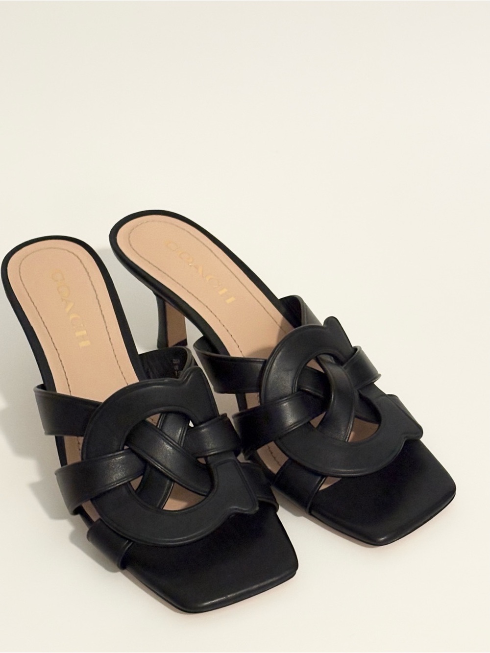 COACH - Black Leather Knotted Slide Heel - Women's Sandals - Picture 11 of 14